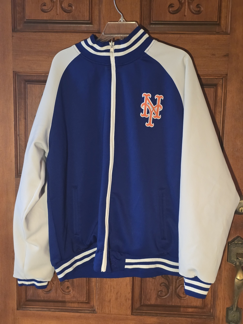 MLB New York Mets Royal Blue and White Reversible Varsity Bomber Jacket